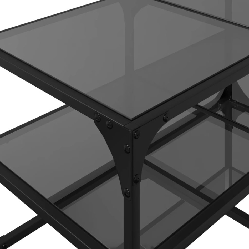 Mesa de centro superficie de vidrio acero negra 78,5x40x45