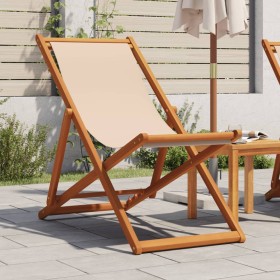 Silla de playa plegable madera maciza de eucalipto y tela