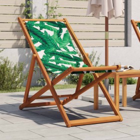 Silla de playa plegable madera maciza de eucalipto y tela