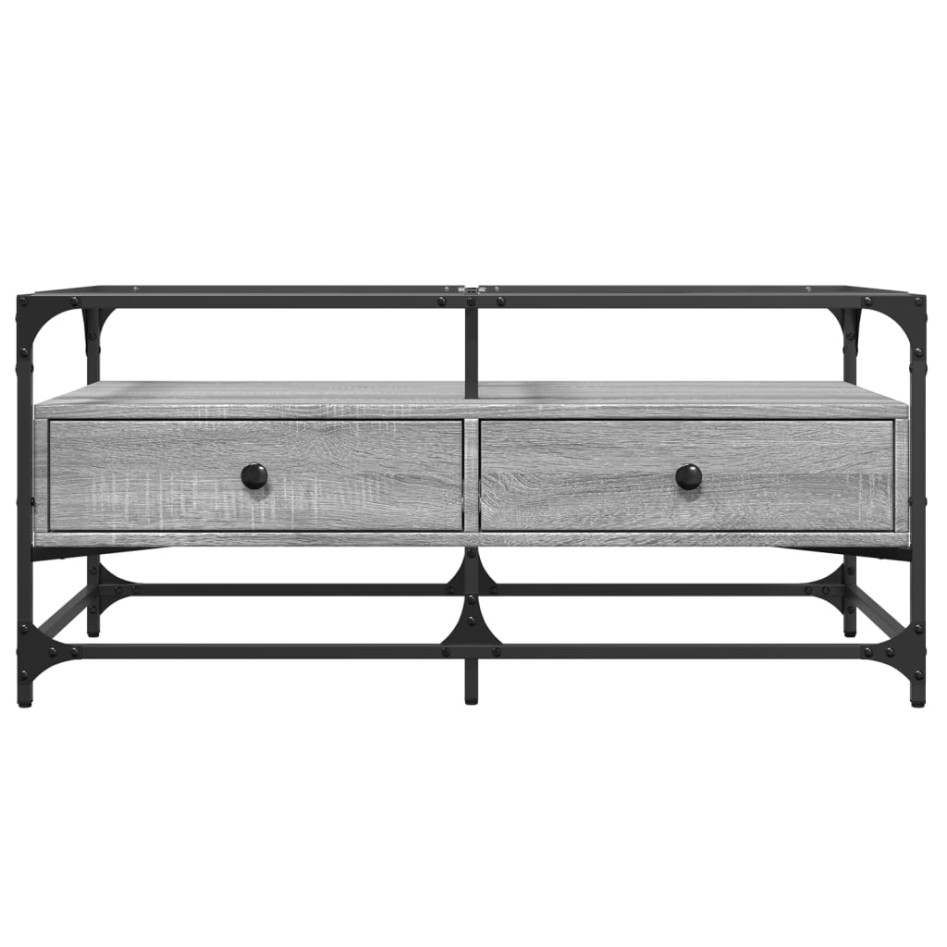 Mesa de centro tapa de vidrio acero gris Sonoma 98,5x50x45