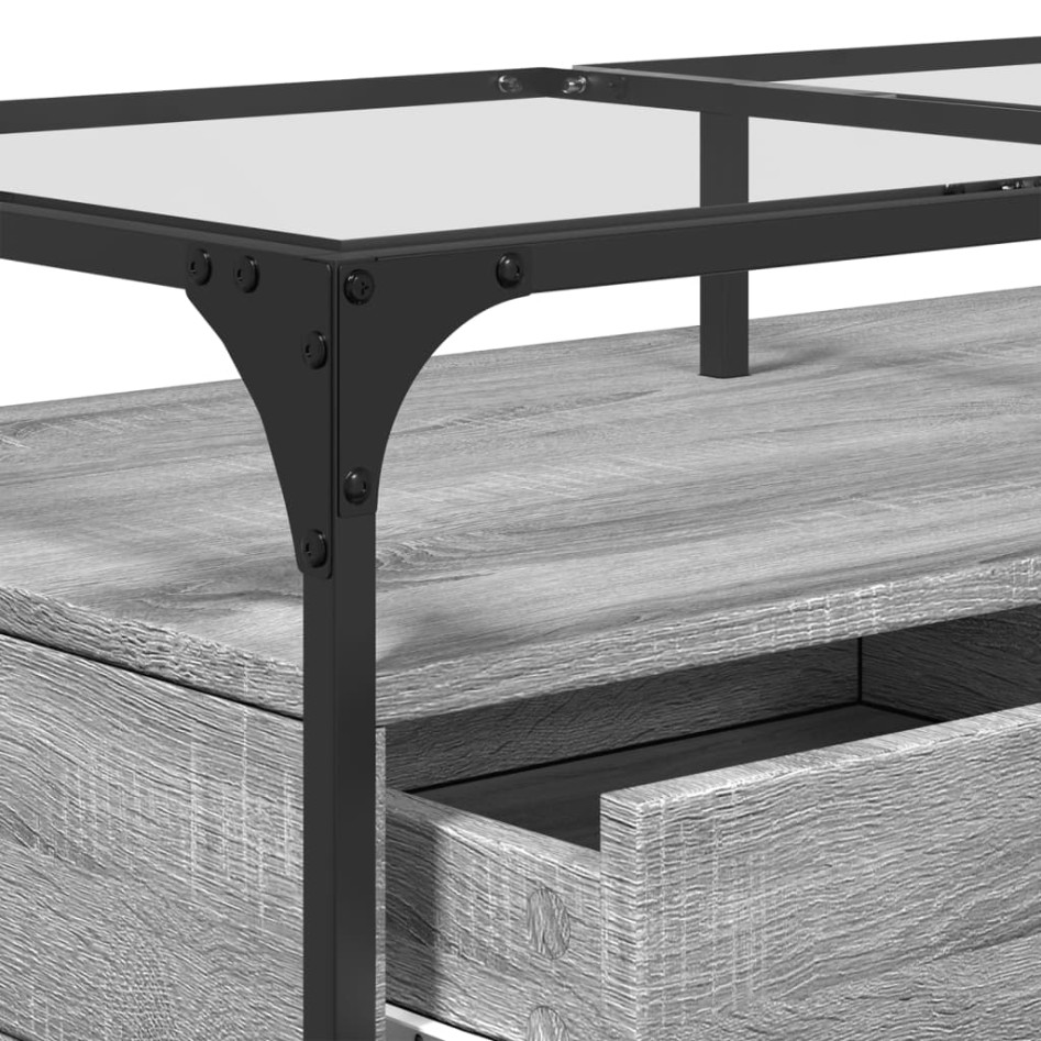 Mesa de centro tapa de vidrio acero gris Sonoma 98,5x50x45