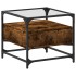 Mesa de centro tapa de vidrio acero roble ahumado 50x50x45