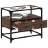 Mueble TV cristal y madera ingeniería marrón roble 60x35x51