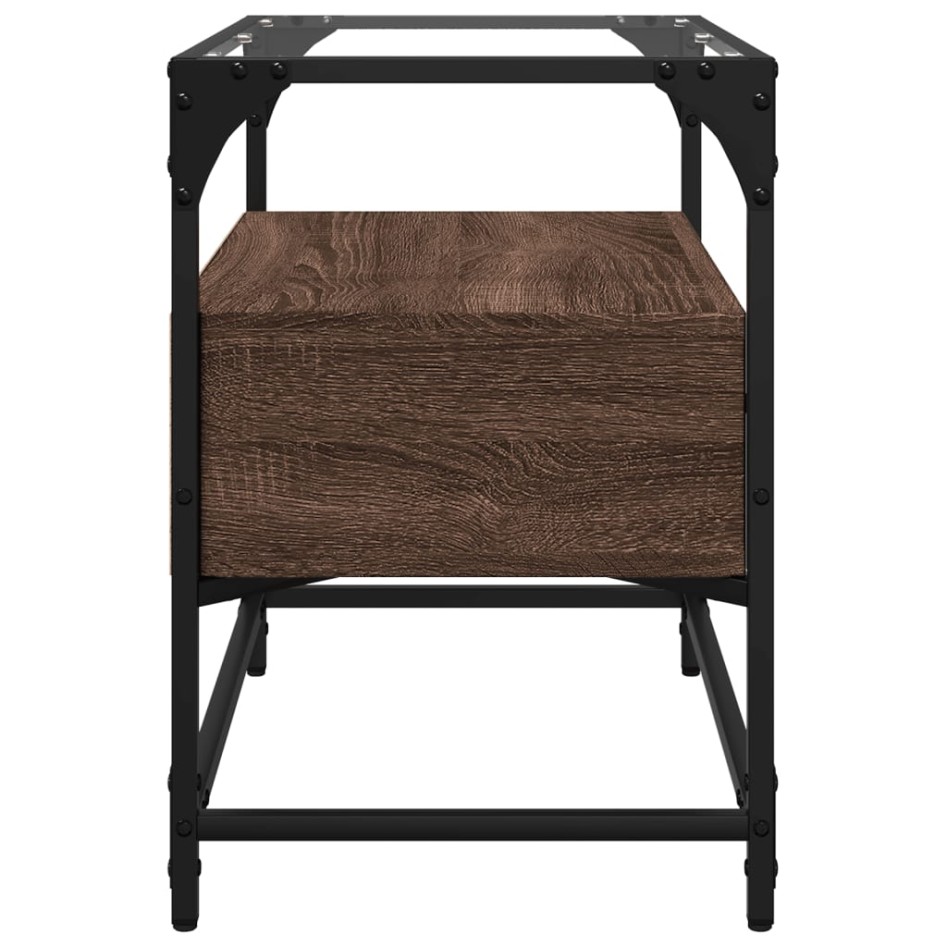 Mueble TV cristal y madera ingeniería marrón roble 60x35x51