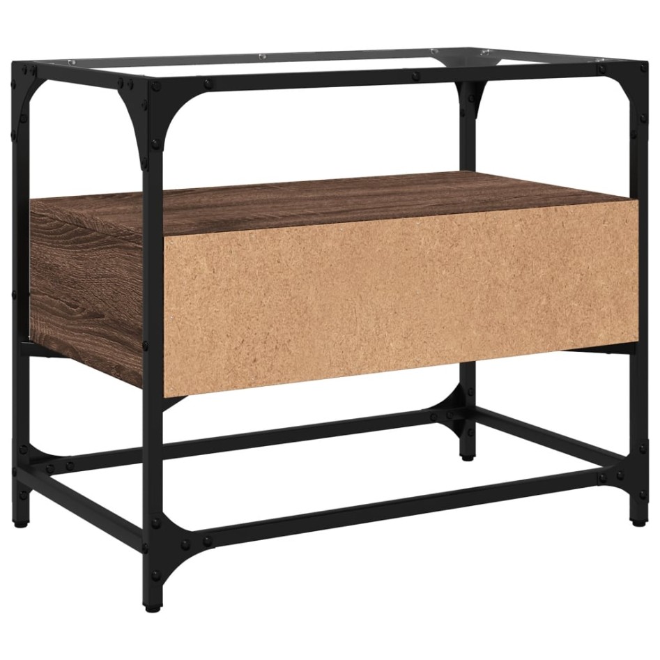 Mueble TV cristal y madera ingeniería marrón roble 60x35x51