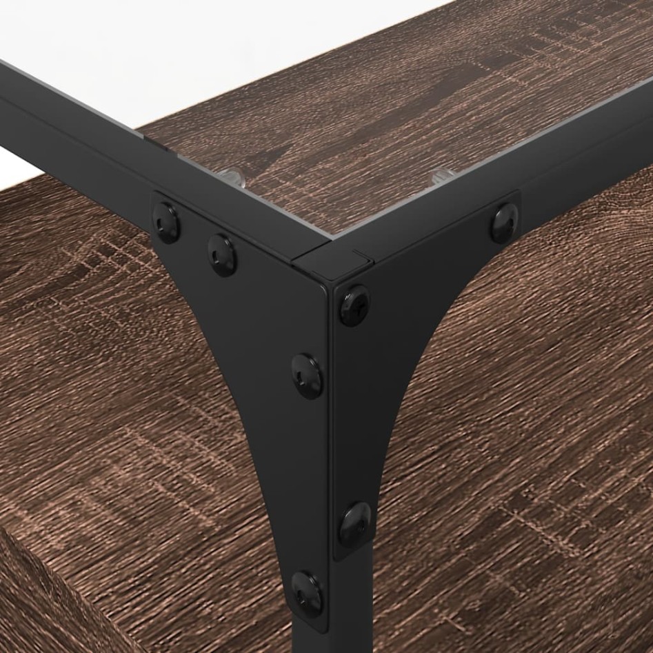 Mueble TV cristal y madera ingeniería marrón roble 60x35x51