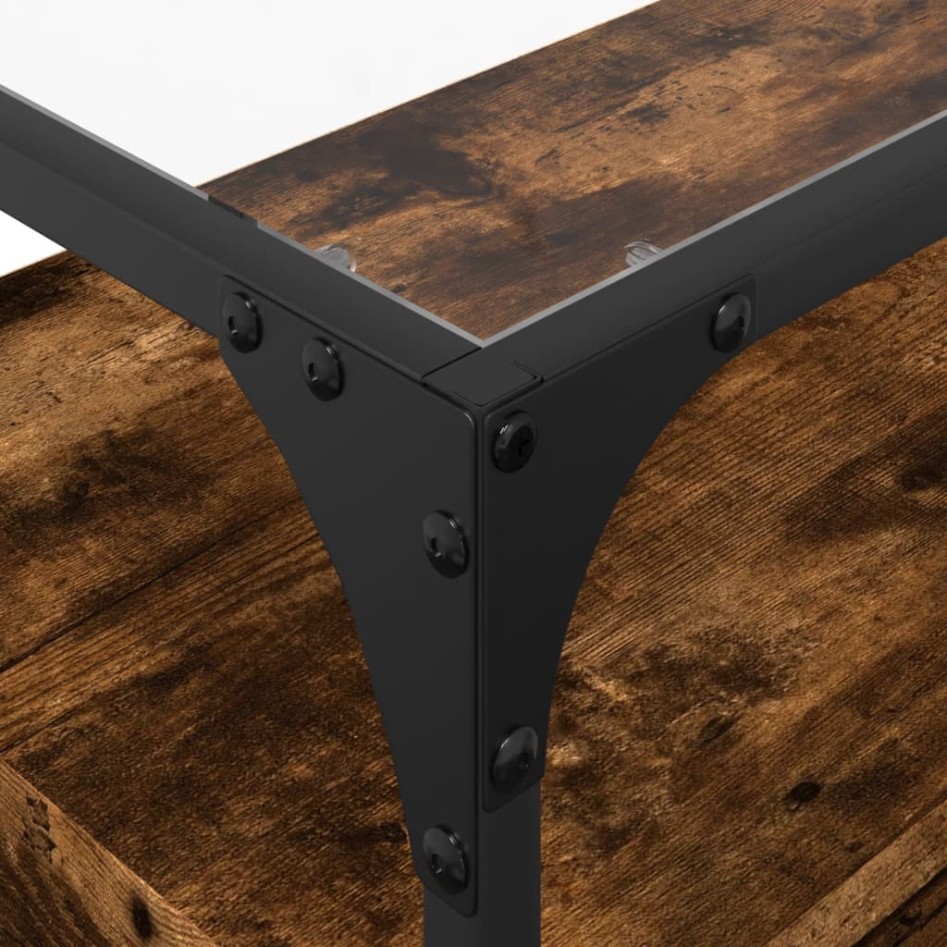 Mueble TV cristal y madera ingeniería roble ahumado 98x35x51