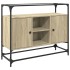 Aparador cristal y madera ingeniería roble Sonoma 98x35x81