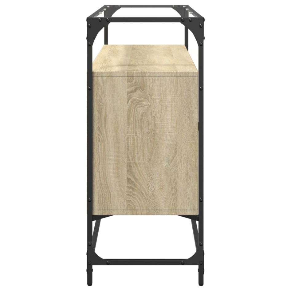 Aparador cristal y madera ingeniería roble Sonoma 98x35x81