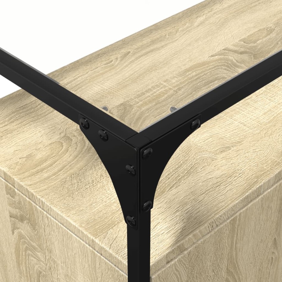 Aparador cristal y madera ingeniería roble Sonoma 98x35x81