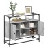 Aparador cristal y madera ingeniería gris Sonoma 98x35x81