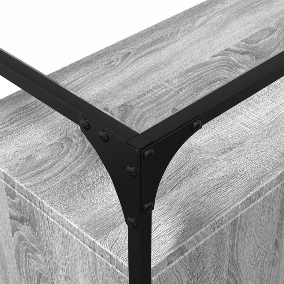 Aparador cristal y madera ingeniería gris Sonoma 98x35x81