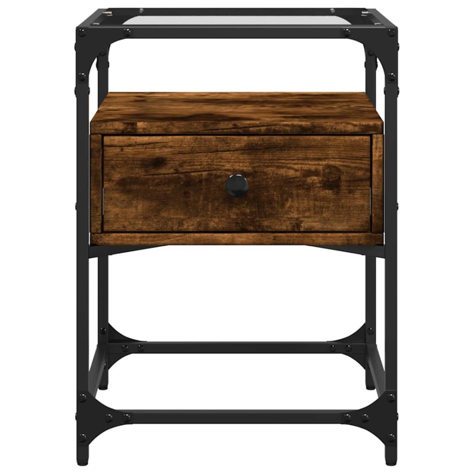 Mesitas noche 2 uds madera ingeniería roble ahumado 40x40x55