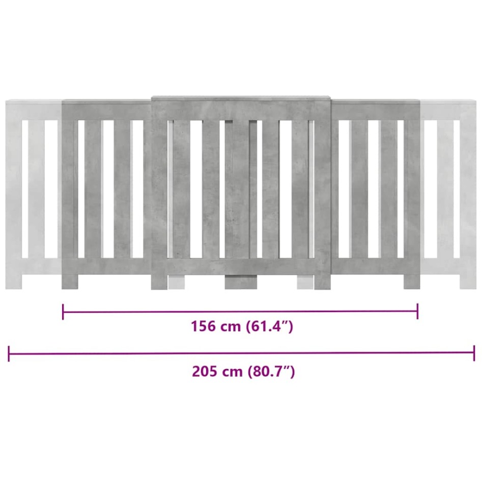 Cubierta de radiador madera gris hormigón 205x21,5x83,5
