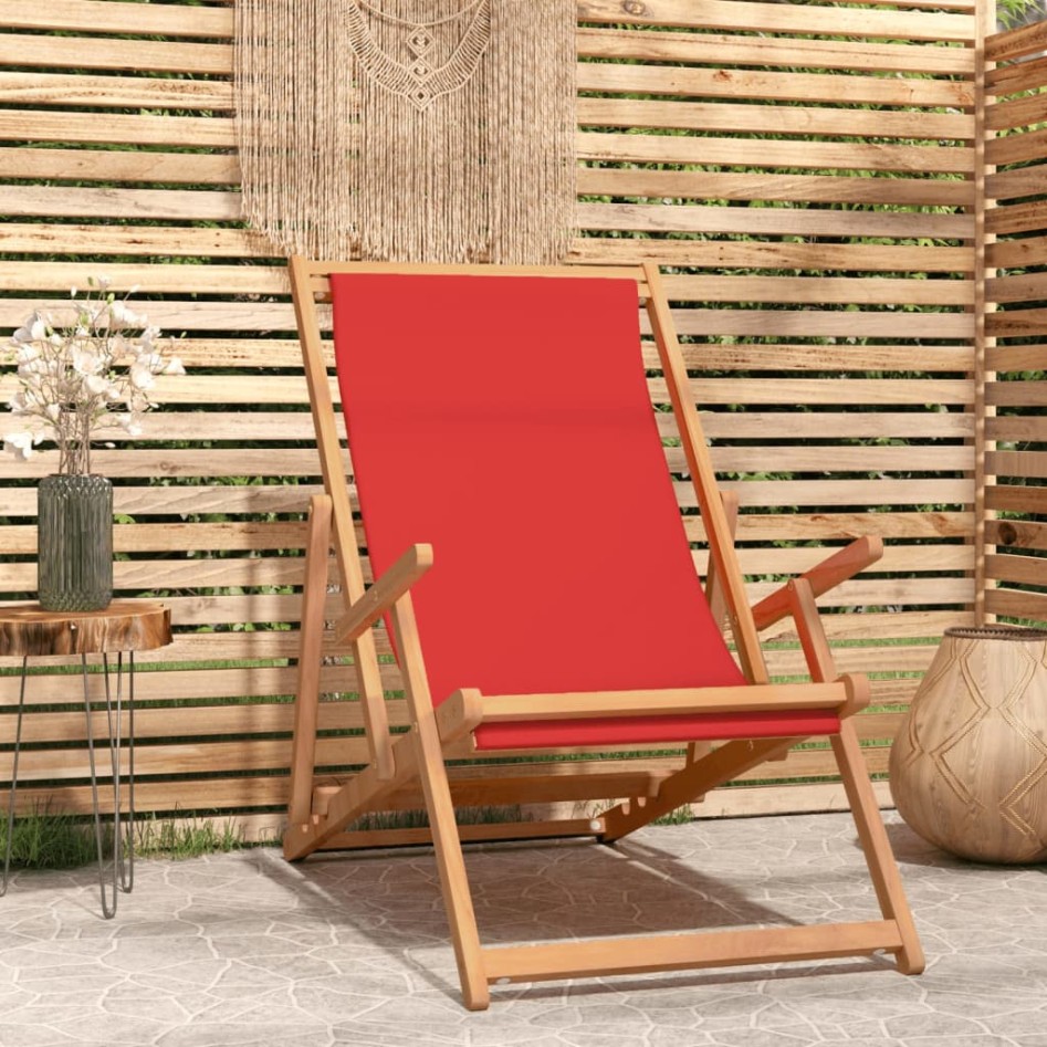 Silla de playa plegable de madera maciza de teca