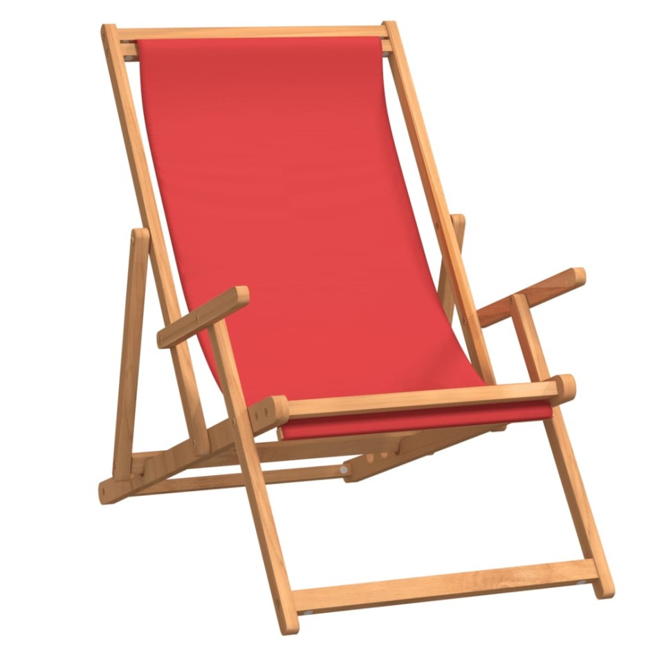 Silla de playa plegable de madera maciza de teca