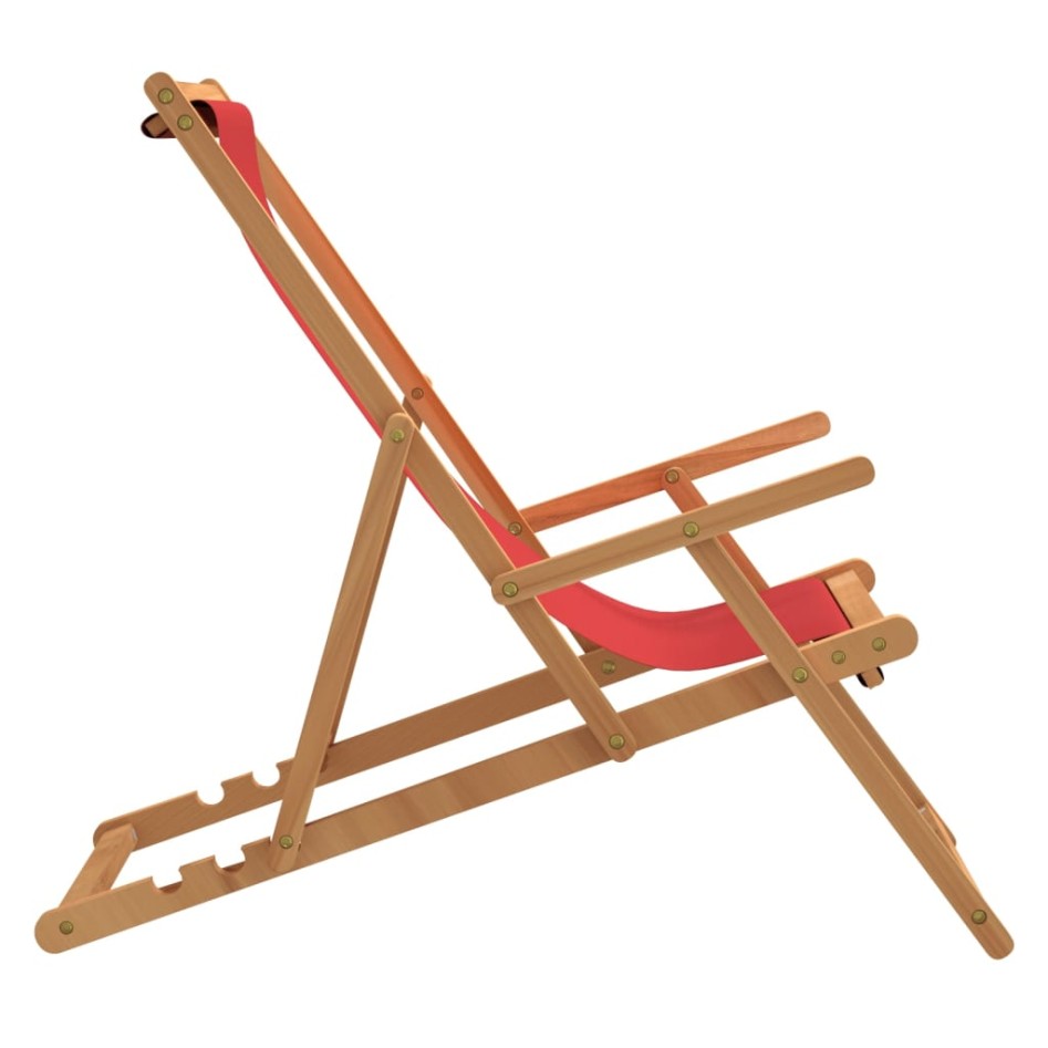 Silla de playa plegable de madera maciza de teca