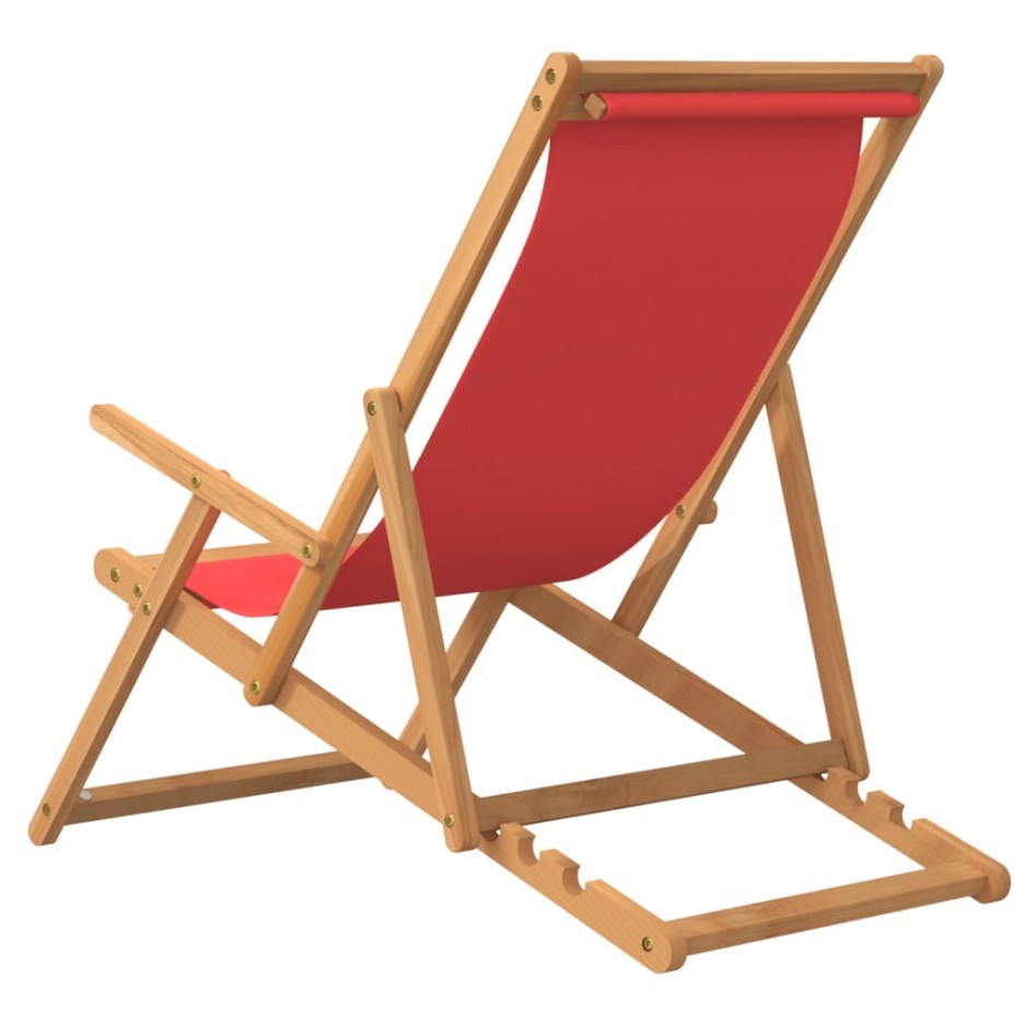 Silla de playa plegable de madera maciza de teca
