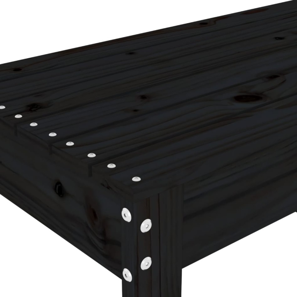 Banco de jardín madera maciza de pino negro 80x38x45