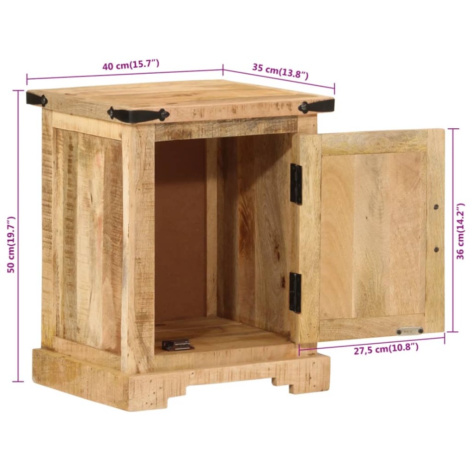 Mesita de noche madera maciza de mango 40x35x50