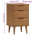 Mesita de noche MOLDE madera maciza de pino marrón 40x35x65