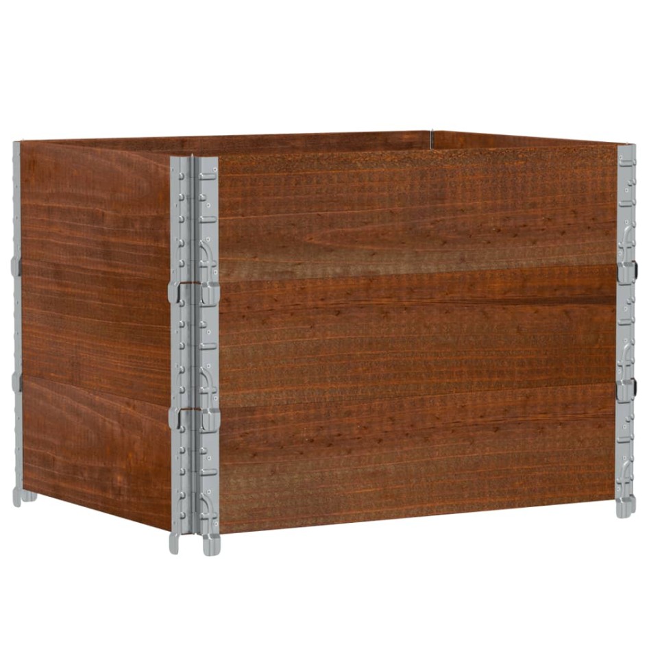 Collares de palets 3 uds madera maciza de pino marrón 80x60