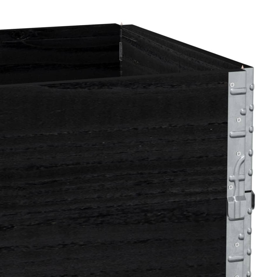 Collares de palets 3 uds madera maciza de pino negro 100x50