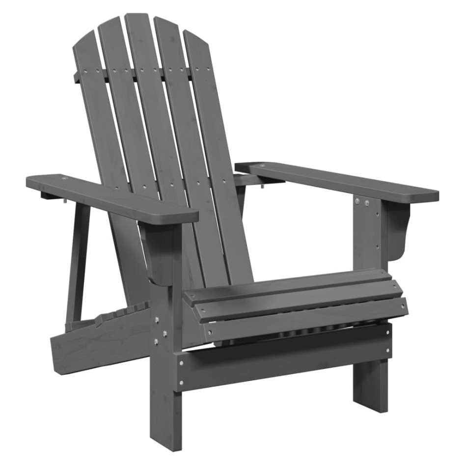 Silla Adirondack madera maciza de abeto gris 69x85x90,5