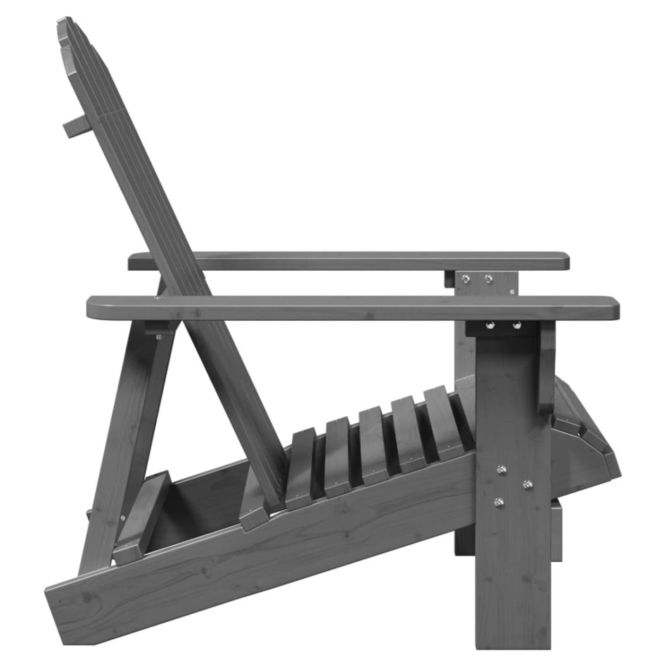 Silla Adirondack madera maciza de abeto gris 69x85x90,5