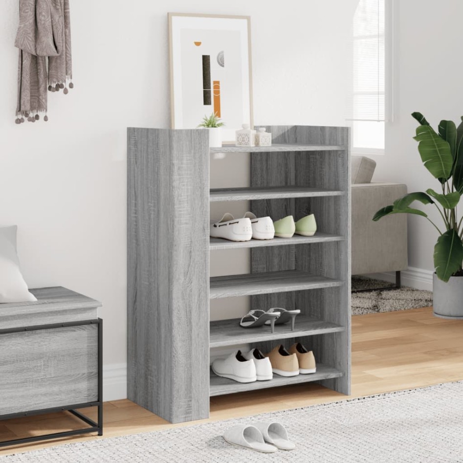 Mueble zapatero madera ingeniería gris Sonoma 74,5x37,5x100