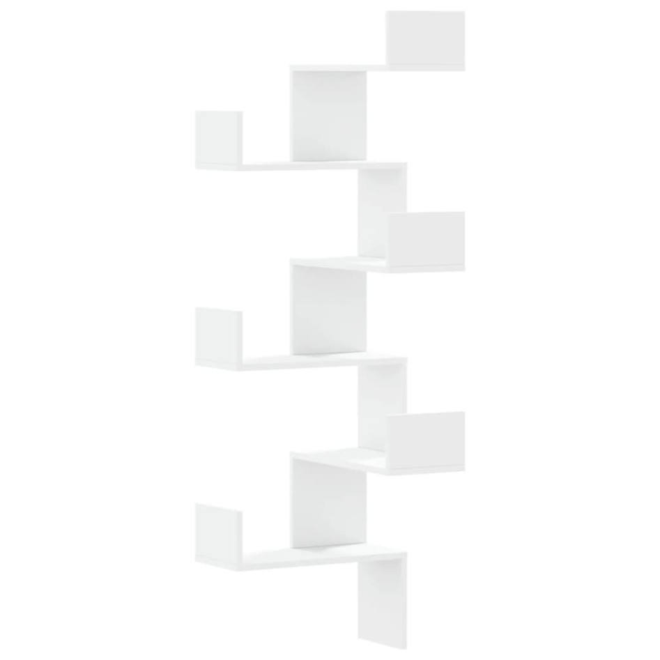 Estantería pared esquina madera ingeniería blanco 45x45x147