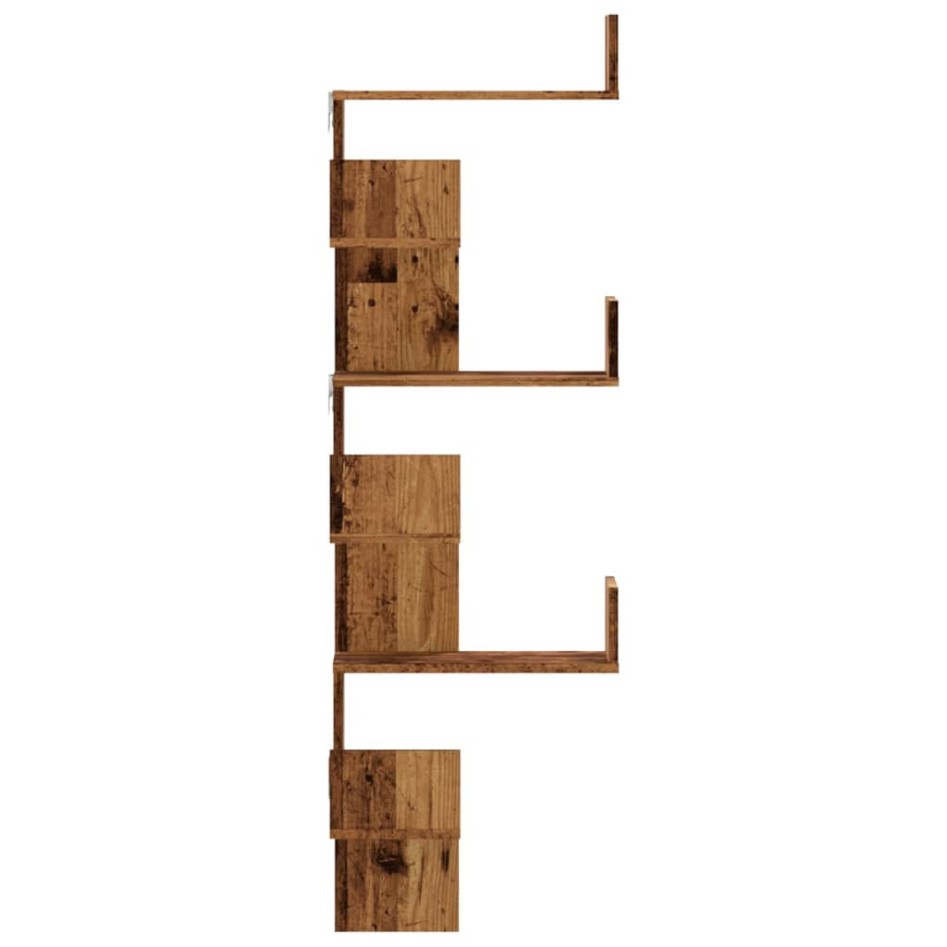 Estantería de pared de esquina madera envejecida 45x45x147