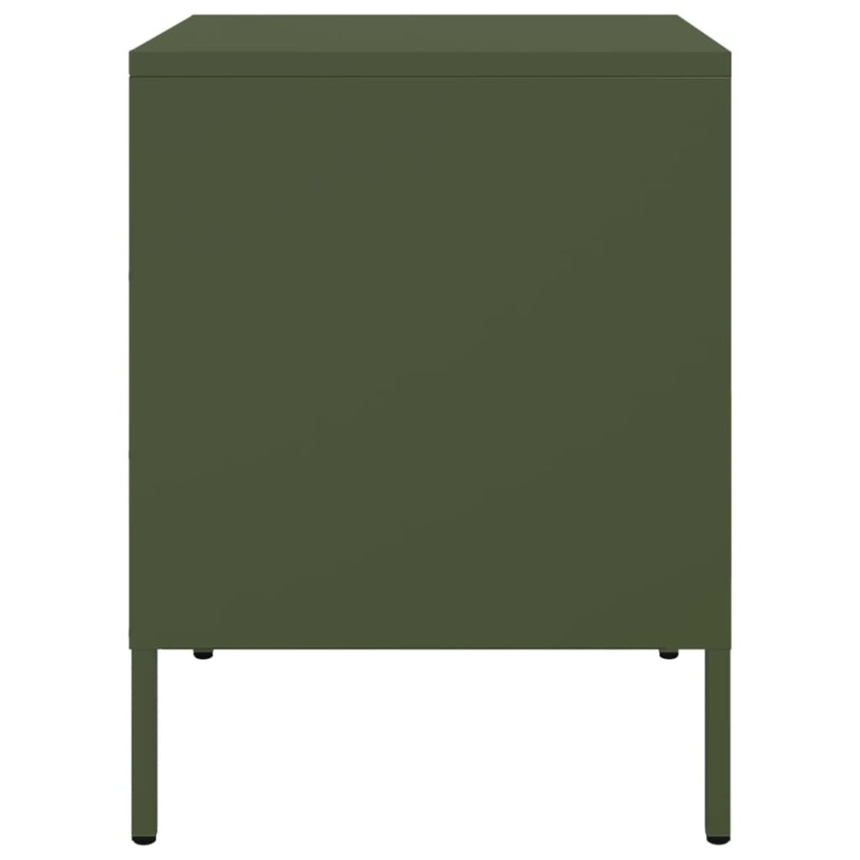 Mesita de noche de acero verde oliva 36x39x50,5