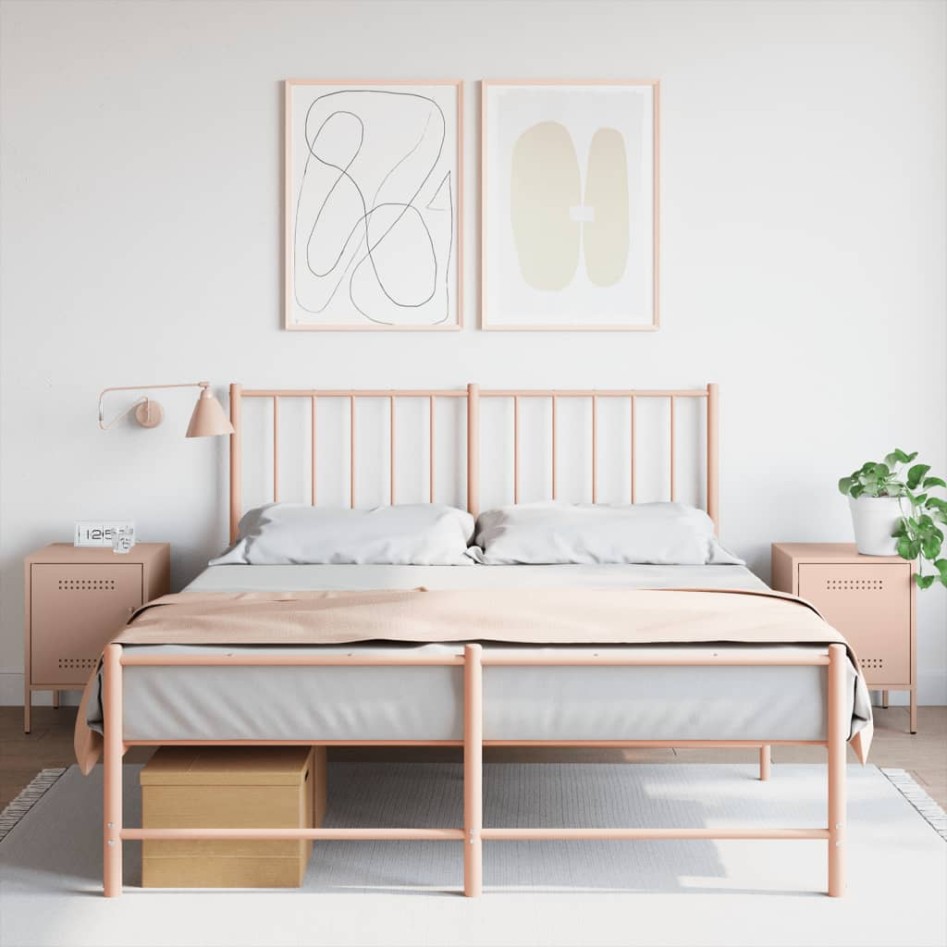 Mesitas de noche 2 unidades acero rosa 36x39x50,5