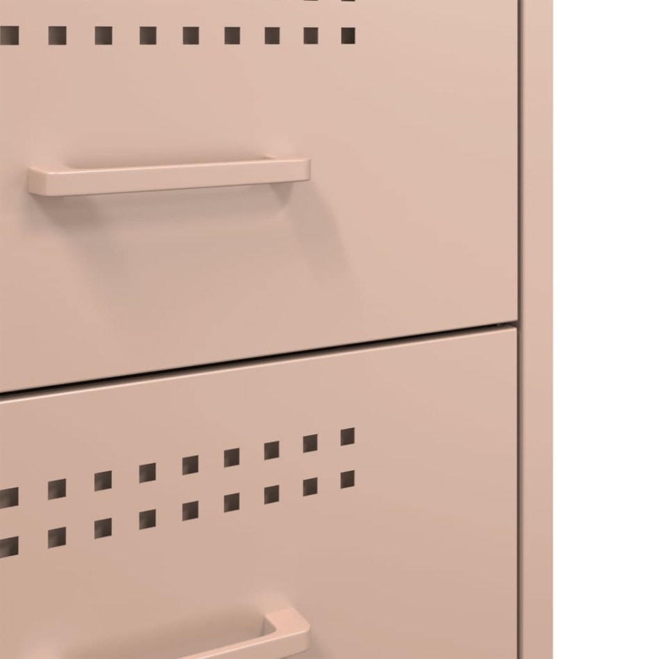 Mesita de noche de acero rosa 36x39x50,5