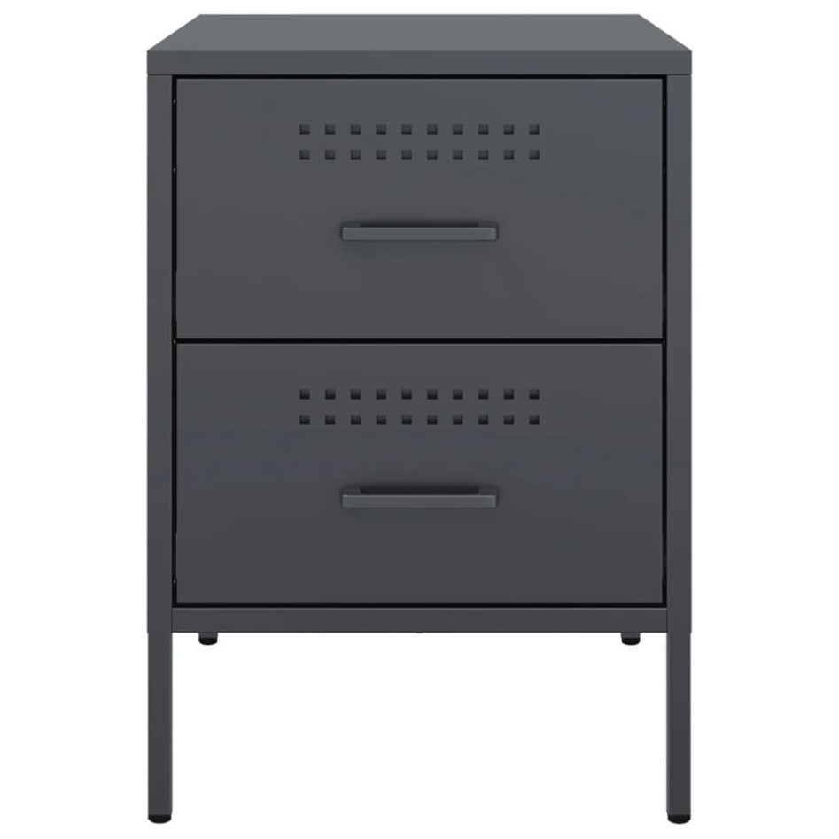 Mesita de noche de acero gris antracita 36x39x50,5