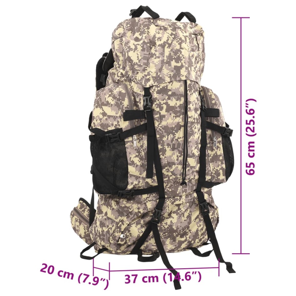 Mochila de senderismo tela oxford marrón camuflaje 60