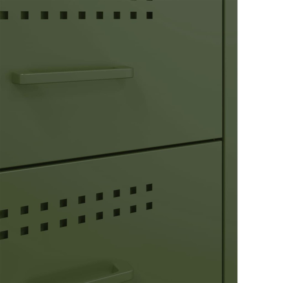 Mesita de noche de acero verde oliva 36x39x50,5