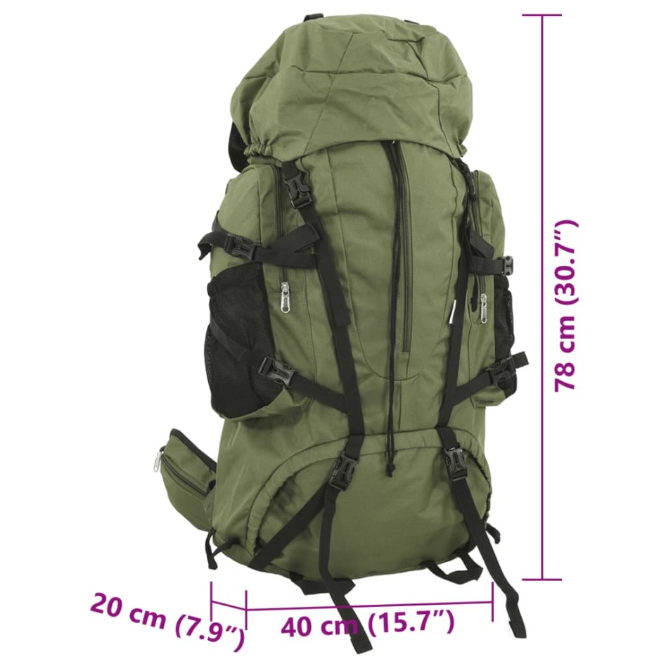 Mochila de senderismo tela oxford verde militar 80
