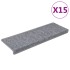 Alfombras de peldaños de escalera 15uds blanco y gris
