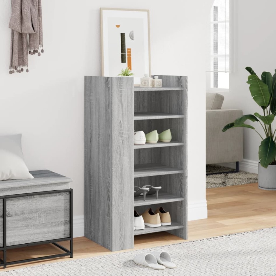 Mueble zapatero madera de ingeniería gris Sonoma 52x37,5x100