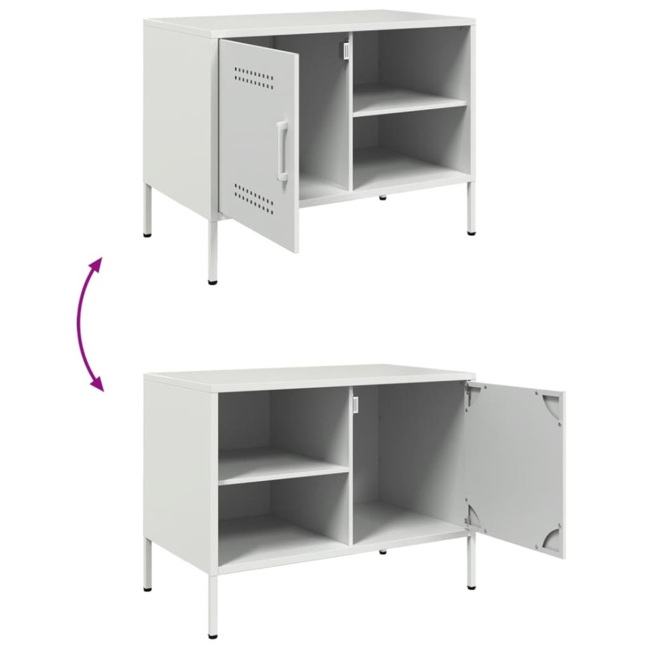 Mueble de TV de acero blanco 68x39x50,5