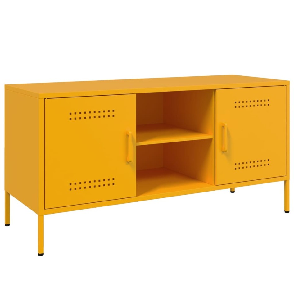 Mueble de TV de acero amarillo mostaza 100,5x39x50,5