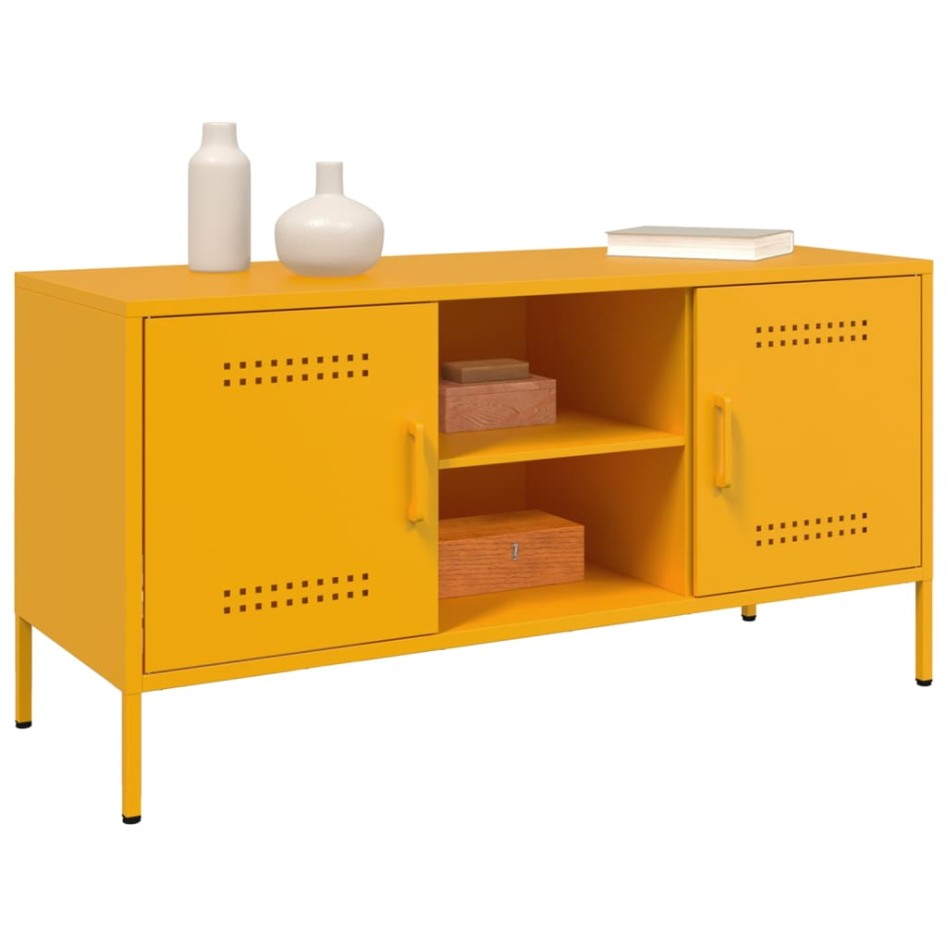 Mueble de TV de acero amarillo mostaza 100,5x39x50,5