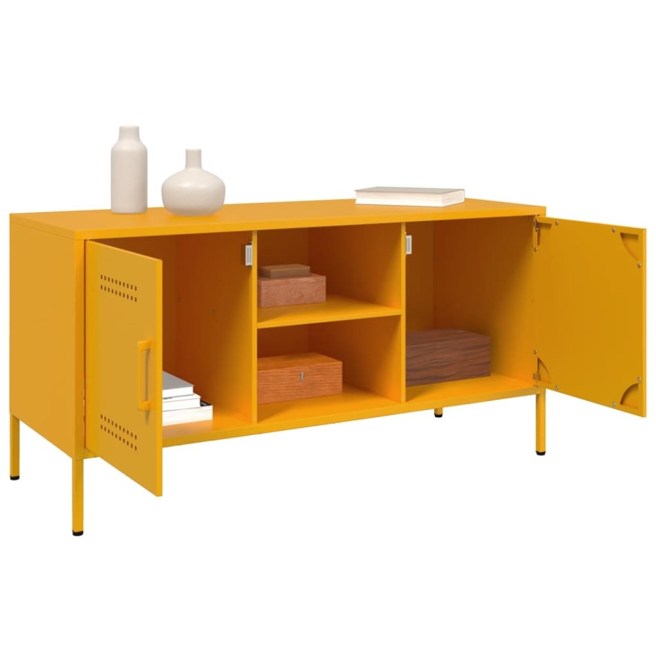 Mueble de TV de acero amarillo mostaza 100,5x39x50,5