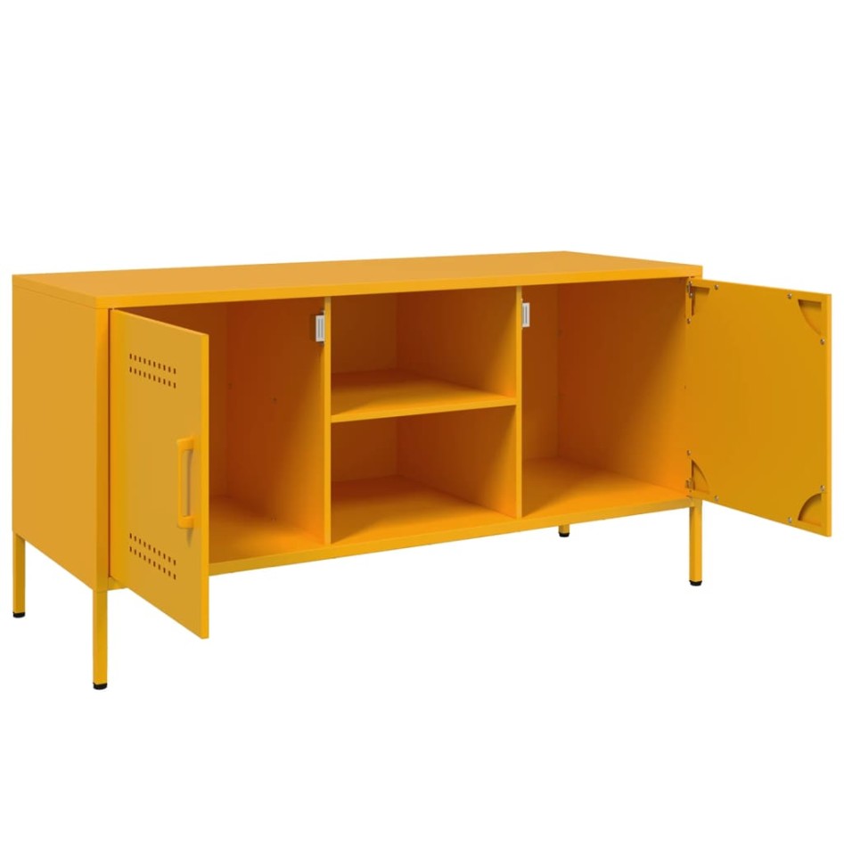 Mueble de TV de acero amarillo mostaza 100,5x39x50,5