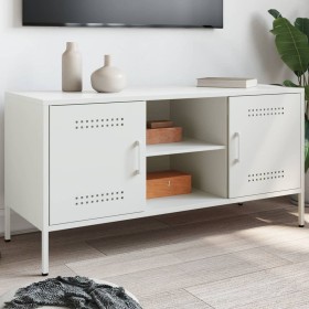 Mueble de TV de acero blanco 100,5x39x50,5