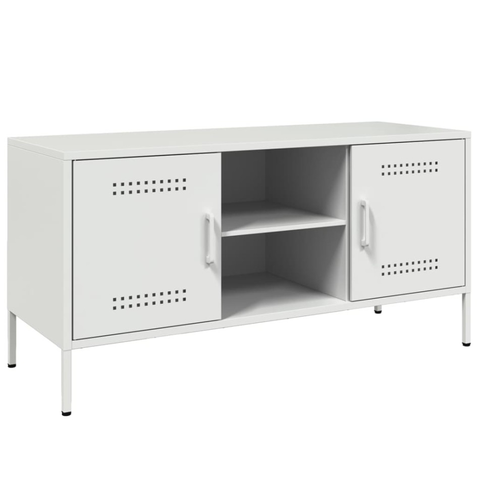 Mueble de TV de acero blanco 100,5x39x50,5