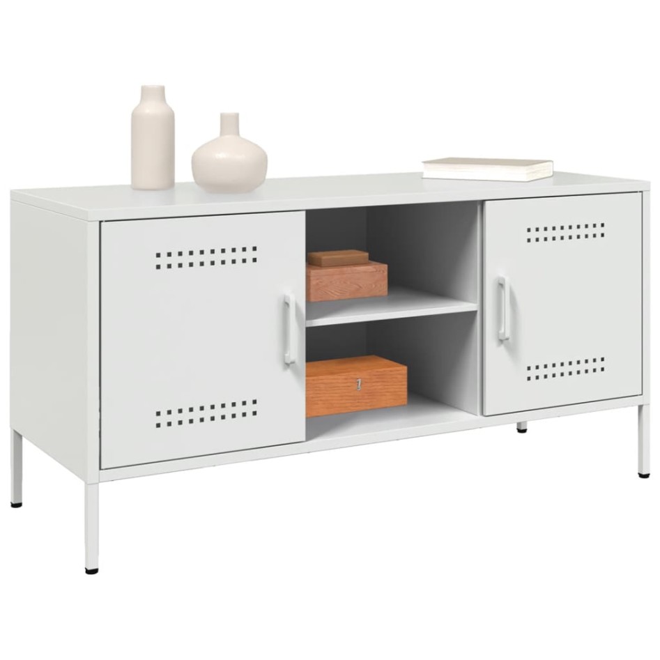 Mueble de TV de acero blanco 100,5x39x50,5