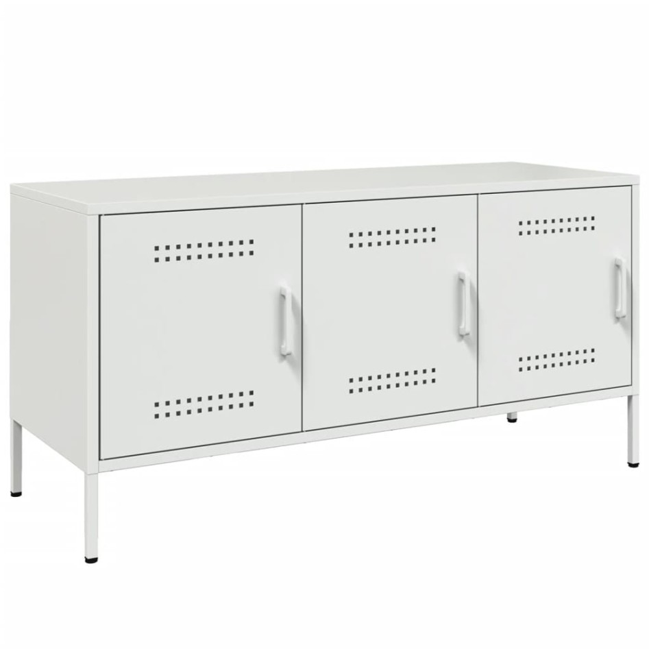 Mueble de TV de acero blanco 100,5x39x50,5